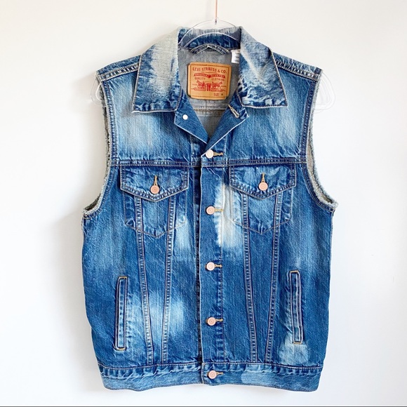mens denim cut off jacket